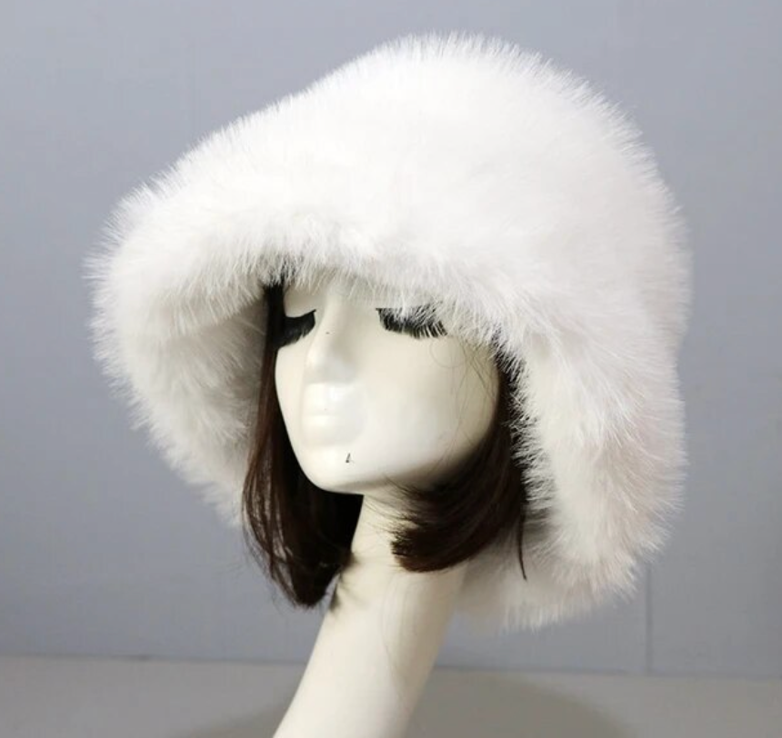 Warm Fishermans Unisex bucket Hat Outdoor Fluffy Fur Fleece Cap Winter Hat
