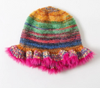 Ruffle Wollen Knitted Rainbow Hat Fisherman Warm Trending Cap