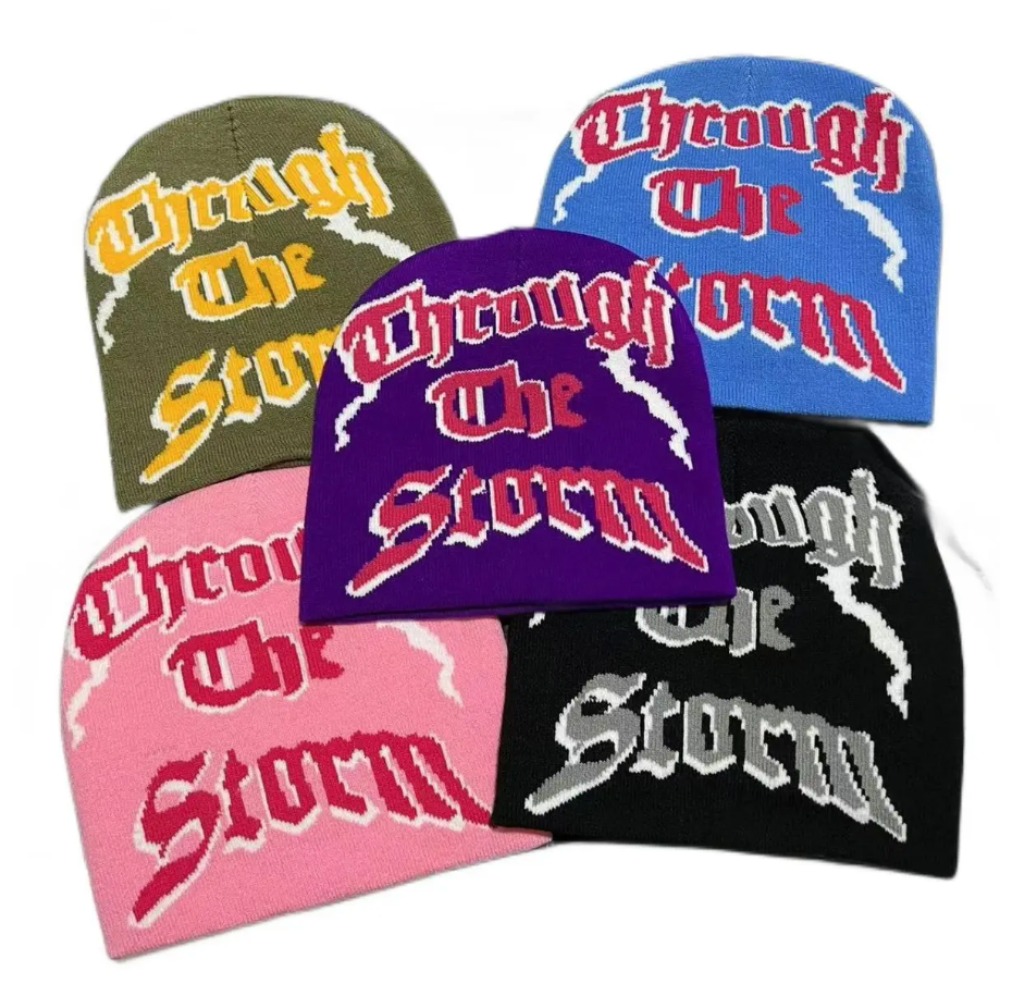Graphic Knitted Embroidery Unisex The Storm Warm Winter Beanie Cap