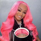 Bubble Gum Pink Bright Body Wave Pre Plucked Natural Hairline Human Hair Lace Front Wig