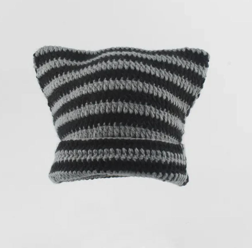 Handmade Japanese Cat Ear Trending Unisex Beanie Warm Skully Winter Cap Headwear