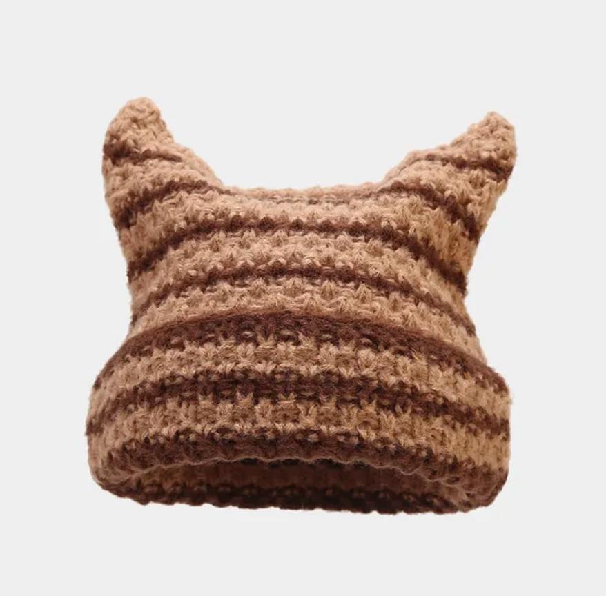 Handmade Japanese Cat Ear Trending Unisex Beanie Warm Skully Winter Cap Headwear