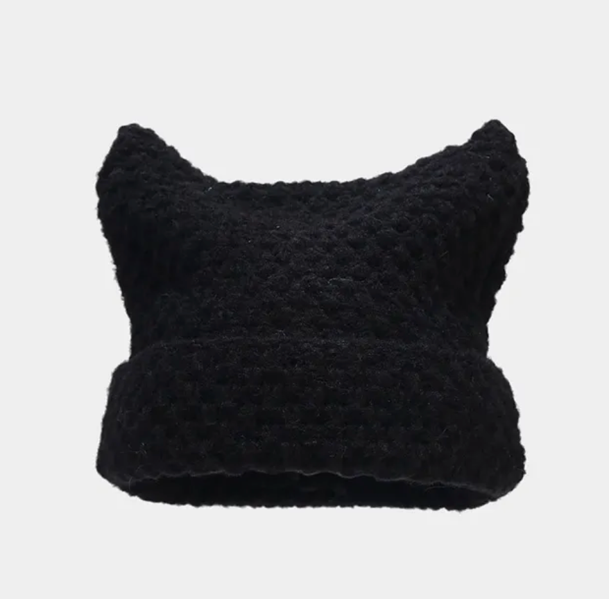 Handmade Japanese Cat Ear Trending Unisex Beanie Warm Skully Winter Cap Headwear