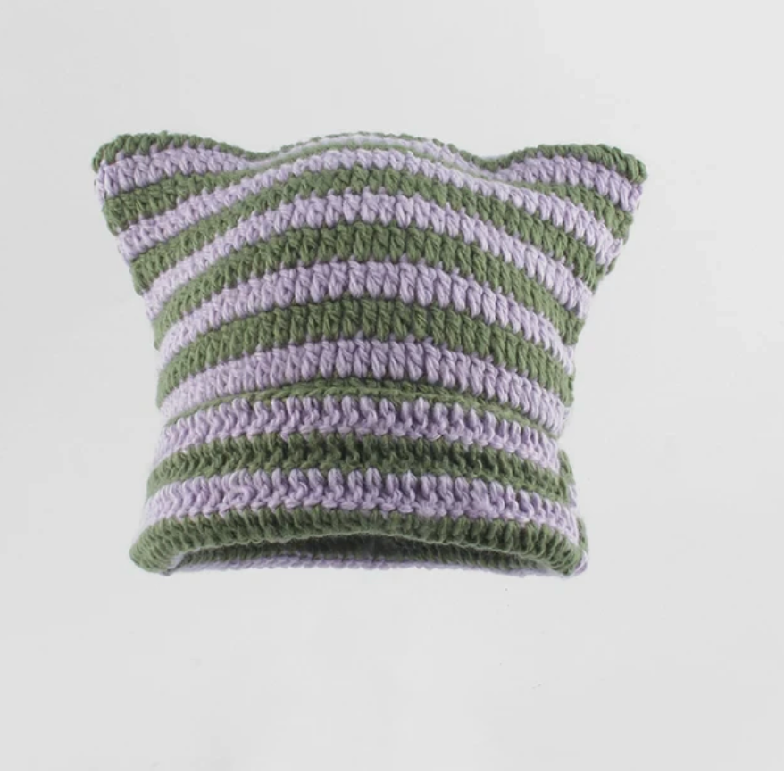 Handmade Japanese Cat Ear Trending Unisex Beanie Warm Skully Winter Cap Headwear