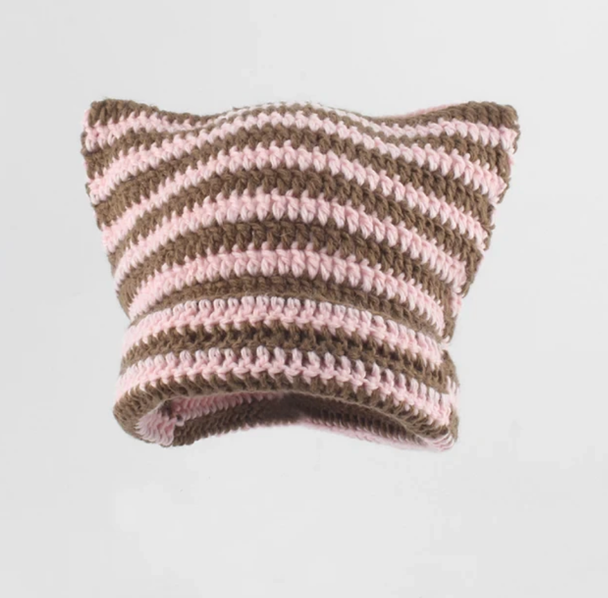 Handmade Japanese Cat Ear Trending Unisex Beanie Warm Skully Winter Cap Headwear