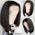 Natural Straight Bob Human Hair Transparent Wig 180% 220% Density Lace Front Wig