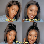 Natural Straight Bob Human Hair Transparent Wig 180% 220% Density Lace Front Wig