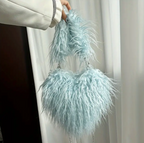 Heart Shape Shoulder Y2k Woman Plush Purse Furry Chain Trendy Satchel Handbag