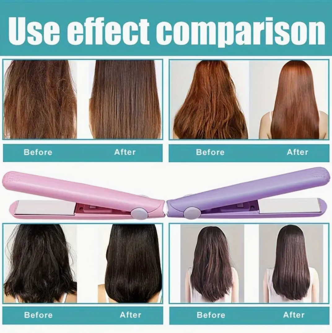 Mini Ceramic Traveling Hair Styling Tool Portable Hot Iron Straightener Curler