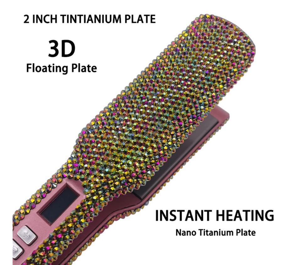 Rhinestone Hair Straightener LCD Display Flat Iron Professional Hair Tool
