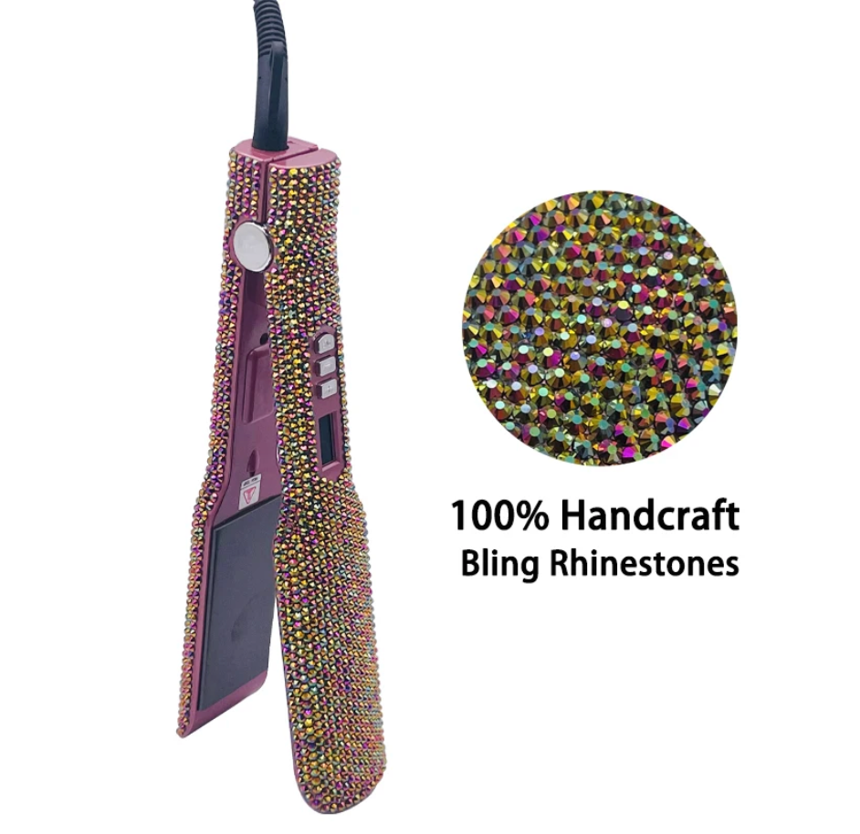 Rhinestone Hair Straightener LCD Display Flat Iron Professional Hair Tool