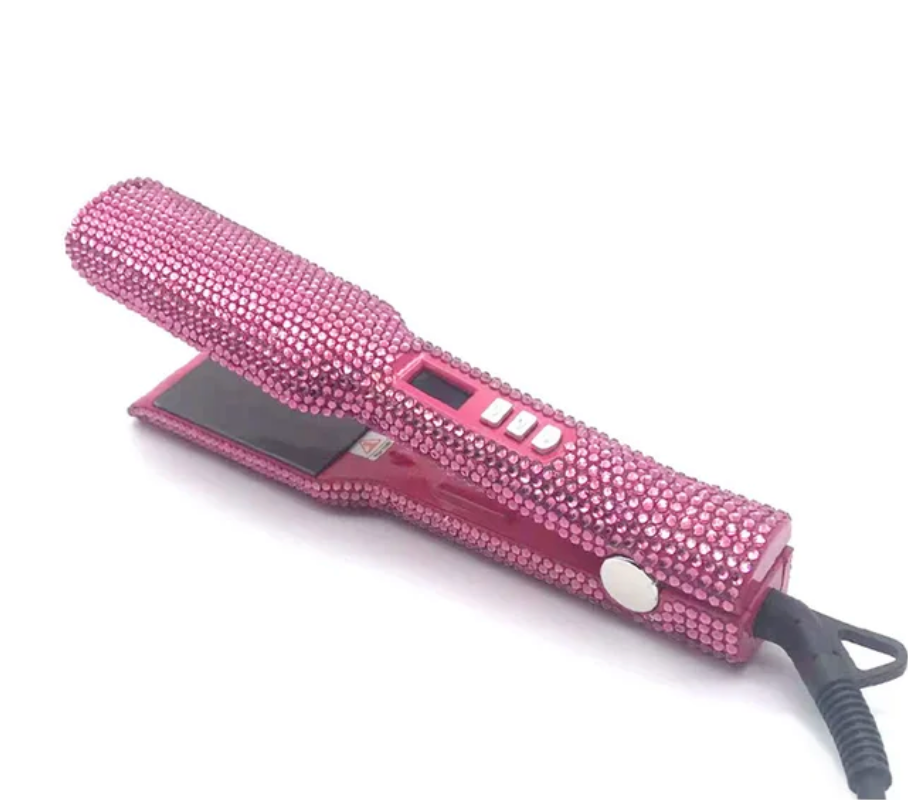 Rhinestone Hair Straightener LCD Display Flat Iron Professional Hair Tool