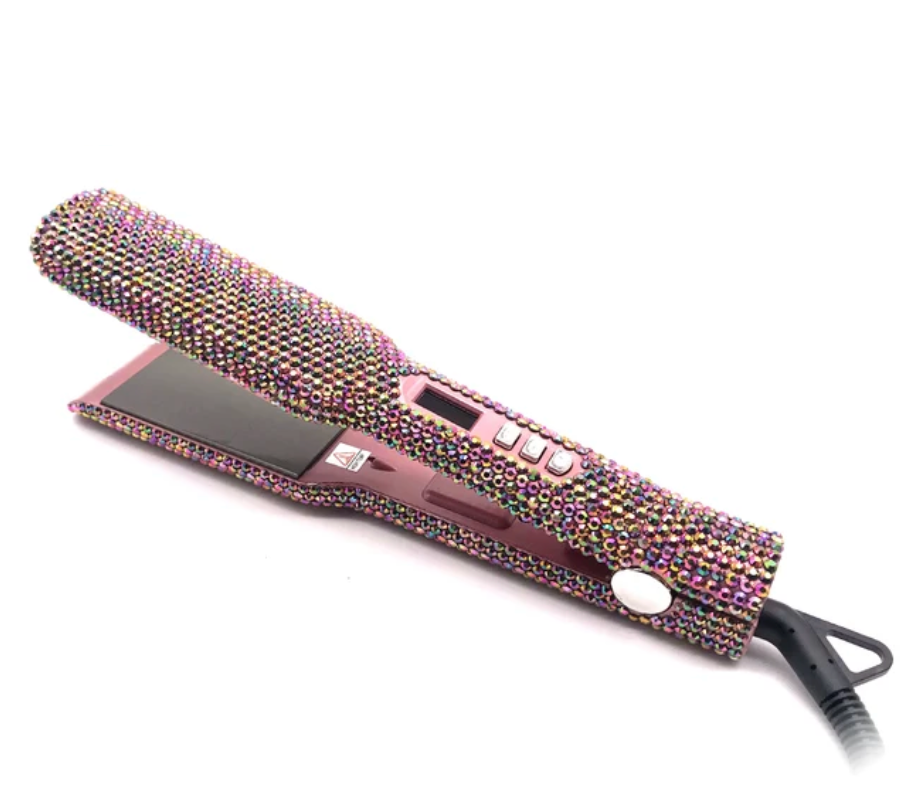 Rhinestone Hair Straightener LCD Display Flat Iron Professional Hair Tool