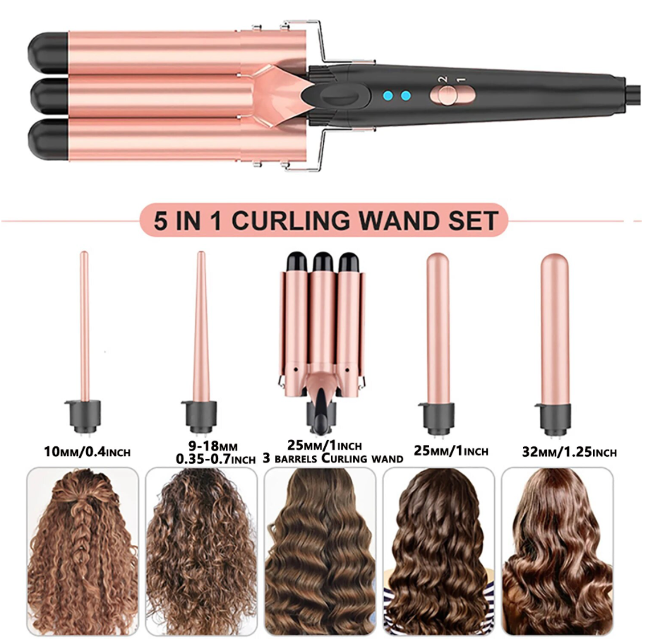 Hair Waver 5 in 1 Curling Iron Detachable Hair Crimper Fast Heating 0.4-1.25 Barrel Hair Styler