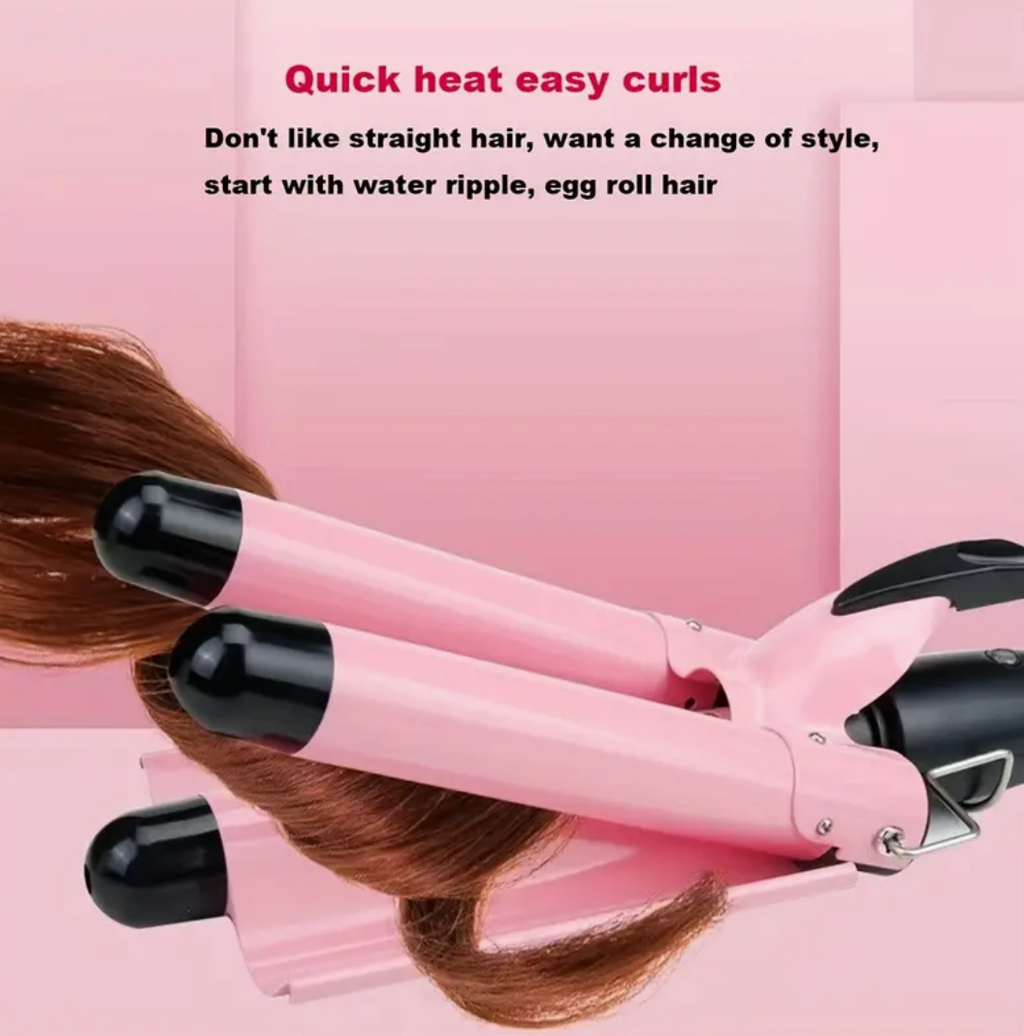 Hair Curling Iron Barrel Curler Beach Wave 3 Barrels Crimping Styling Tool