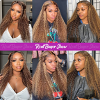 Highlight Deep Wave Colored Human Hair wig 13x4 7x5 pre plucked Glueless wig 180% Density