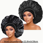 2 Pcs Large Wide Band  Womans Bonnet Set Soft Night Cap Solid Color