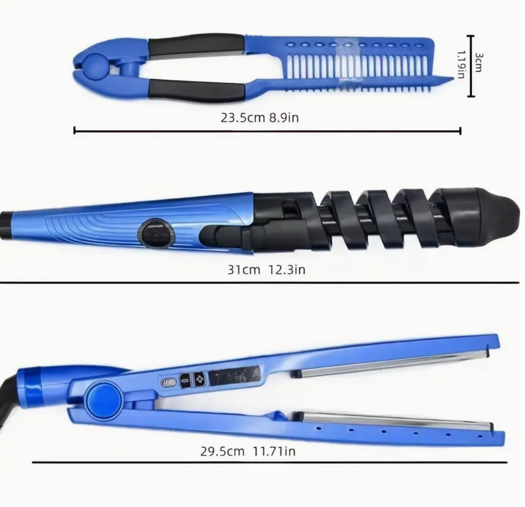 3pcs Hair Tools Curling Rod Flat Iron Straightening Comb