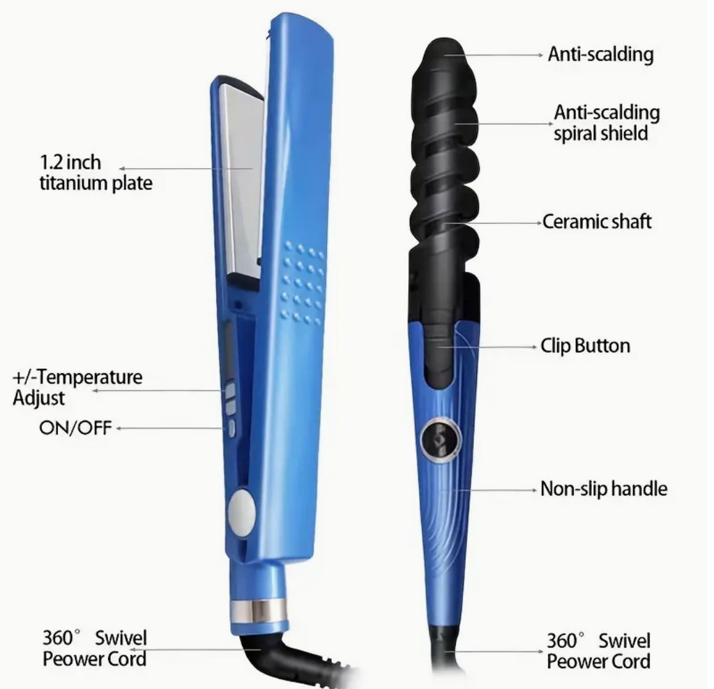 3pcs Hair Tools Curling Rod Flat Iron Straightening Comb