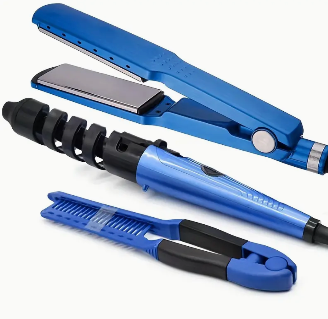 3pcs Hair Tools Curling Rod Flat Iron Straightening Comb