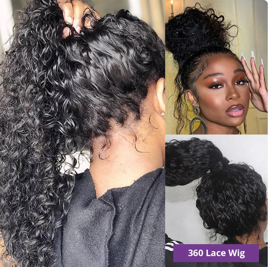 🔥Water Wave Black 13x4 13x6 5x5 HD Lace wig Human Hair 180% Density Curly Wig For Women