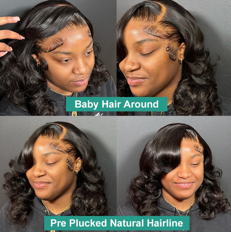 Short Bob Human Hair Body Wave 5x5 13x4 13x6 Lace Front Transparent Glueless Wig
