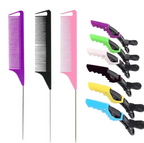 9 Pcs Hair Comb And Clip Set Steel Pin Rattail Pick Comb And Alligator Professional Hair Clip Set