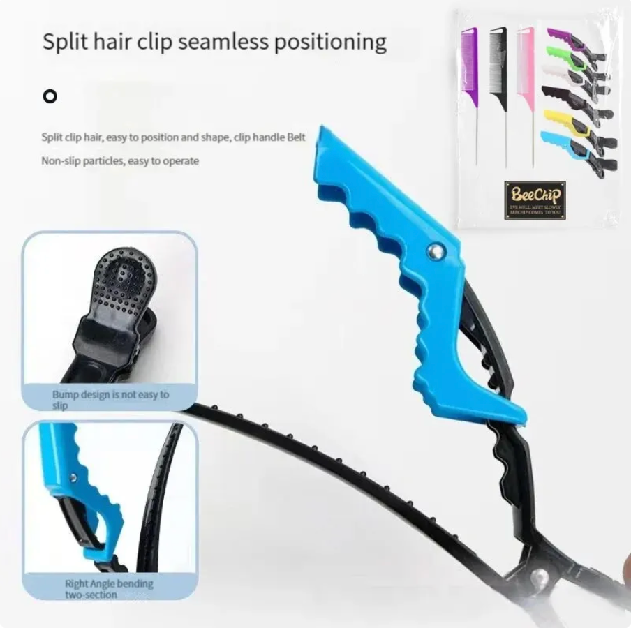 9 Pcs Hair Comb And Clip Set Steel Pin Rattail Pick Comb And Alligator Professional Hair Clip Set