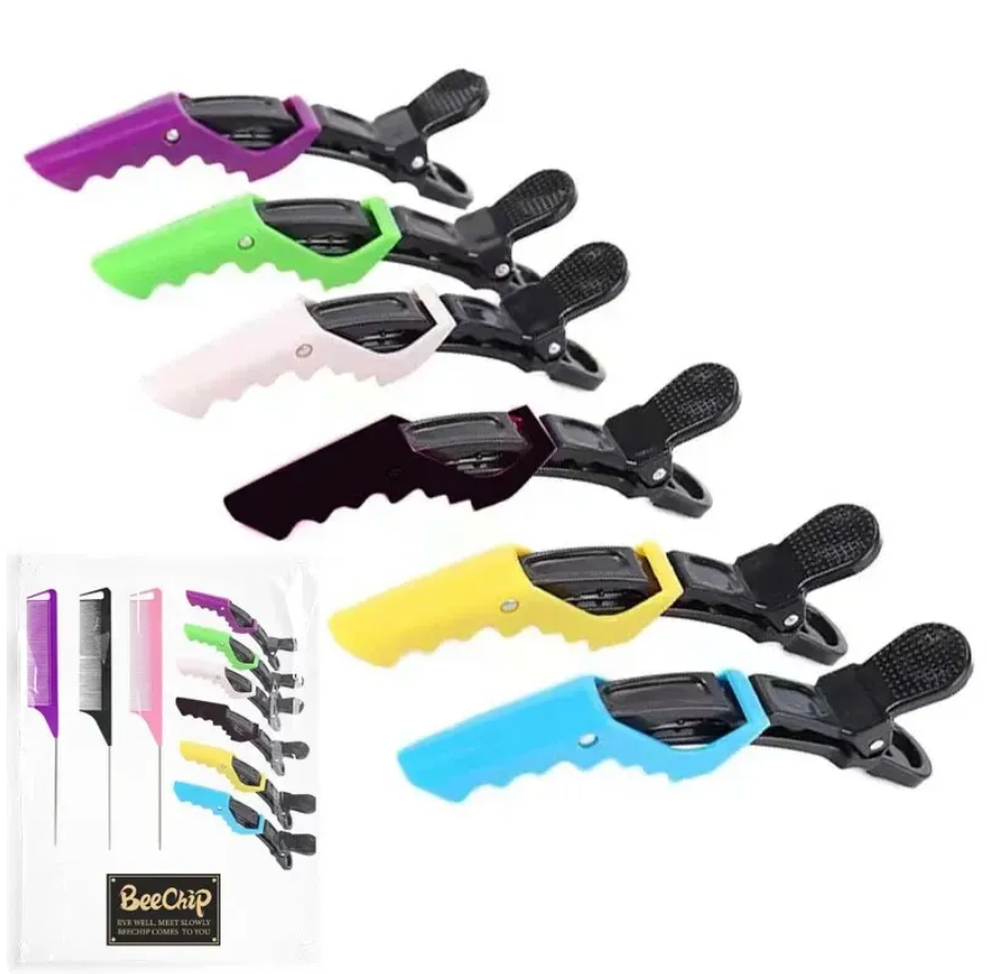 9 Pcs Hair Comb And Clip Set Steel Pin Rattail Pick Comb And Alligator Professional Hair Clip Set