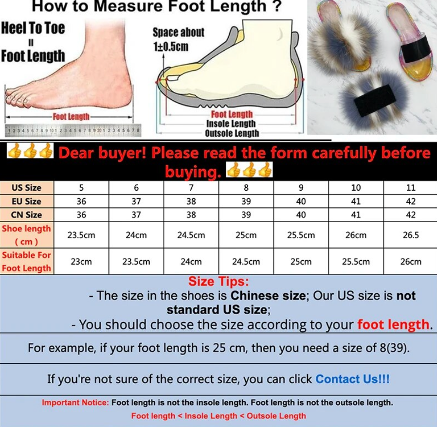 Fashion Fox Raccoon Fur Womans Gold Chain Trending Slippers Multi-Color Design