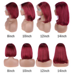 Burgundy Red Straight Short Bob Human Hair 99J 13x4 4x4 Glueless Wig