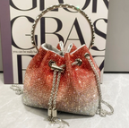 Rhinestone Clutch Purse Trending Handbags Crystal Bucket Shoulder Medium Shiny Bag