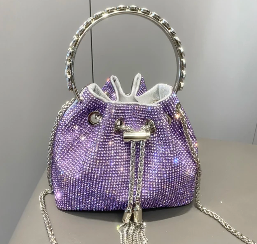 Woman Trending Medium Rhinestone Cross Body Clutch Shoulder Bag Luxury Designer Evening Purse