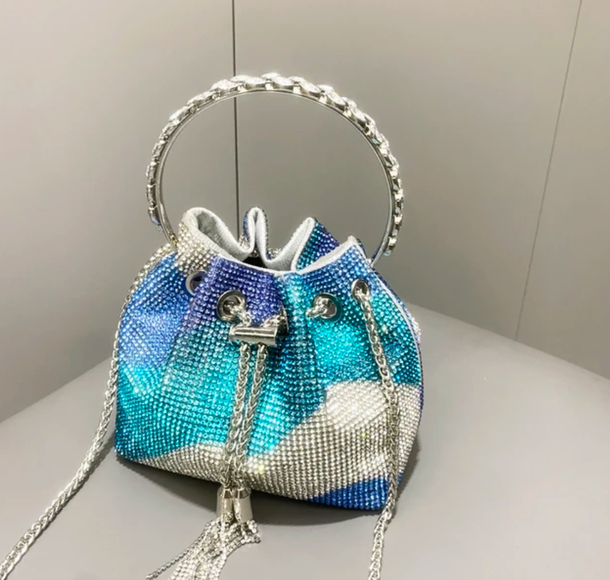 Woman Trending Medium Rhinestone Cross Body Clutch Shoulder Bag Luxury Designer Evening Purse