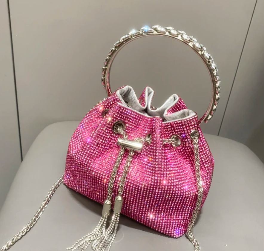 Woman Trending Medium Rhinestone Cross Body Clutch Shoulder Bag Luxury Designer Evening Purse