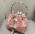 Woman Trending Medium Rhinestone Cross Body Clutch Shoulder Bag Luxury Designer Evening Purse