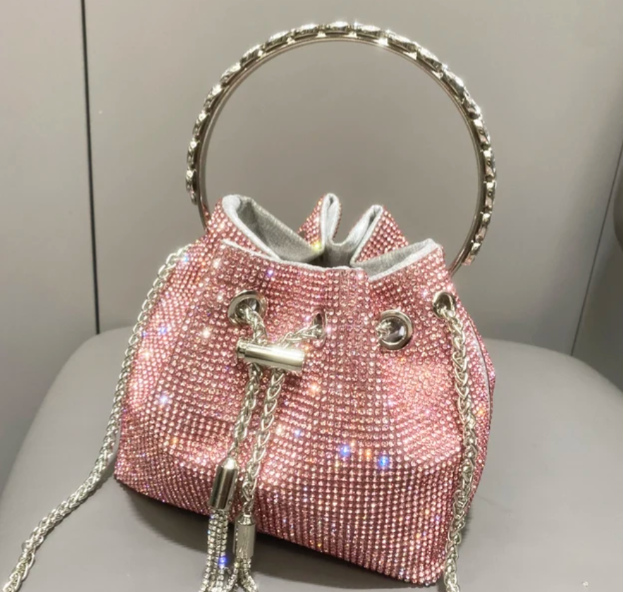 Woman Trending Medium Rhinestone Cross Body Clutch Shoulder Bag Luxury Designer Evening Purse