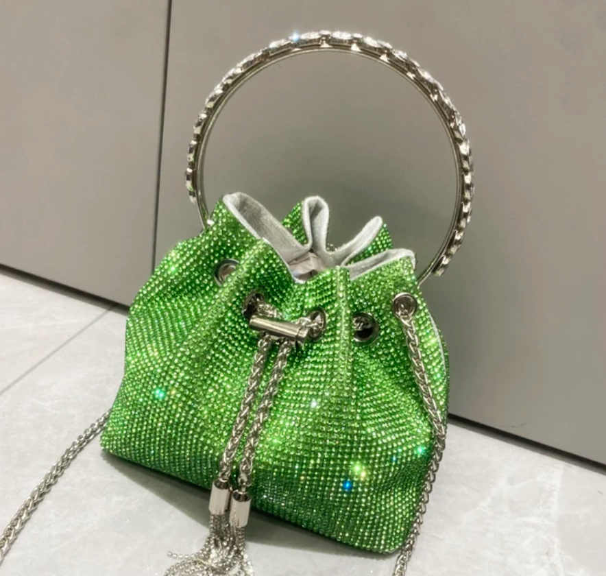 Woman Trending Medium Rhinestone Cross Body Clutch Shoulder Bag Luxury Designer Evening Purse