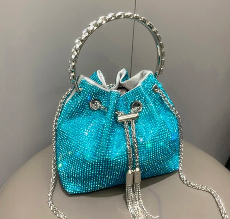 Woman Trending Medium Rhinestone Cross Body Clutch Shoulder Bag Luxury Designer Evening Purse