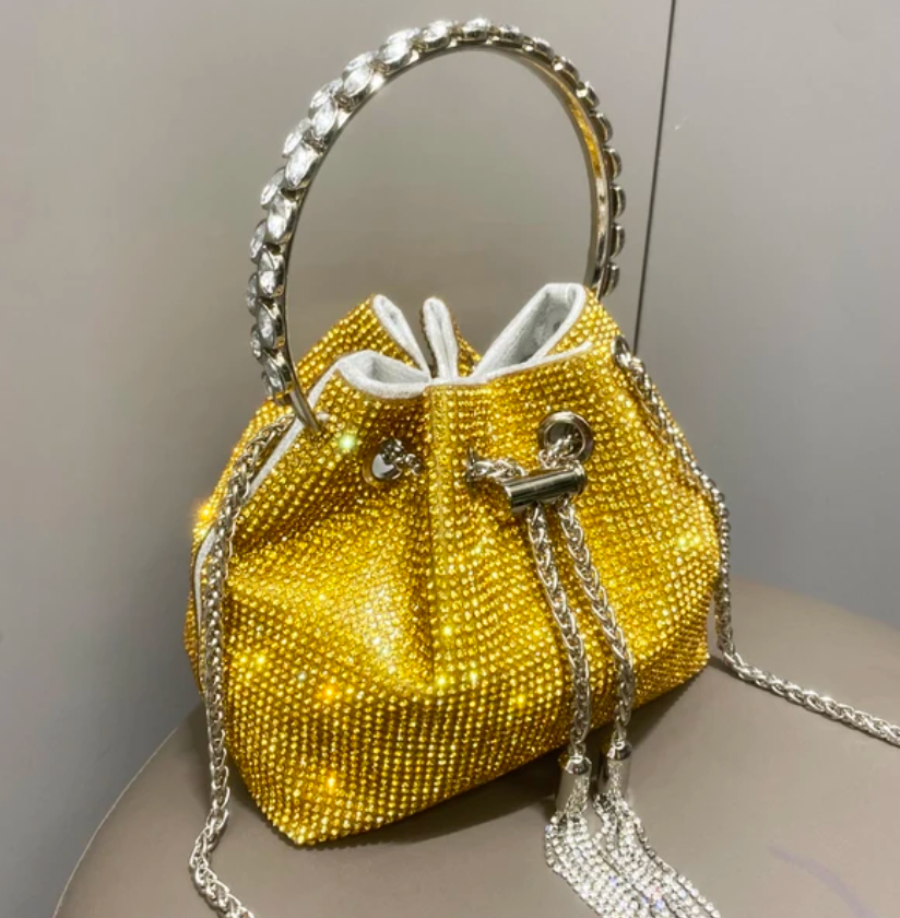 Woman Trending Medium Rhinestone Cross Body Clutch Shoulder Bag Luxury Designer Evening Purse