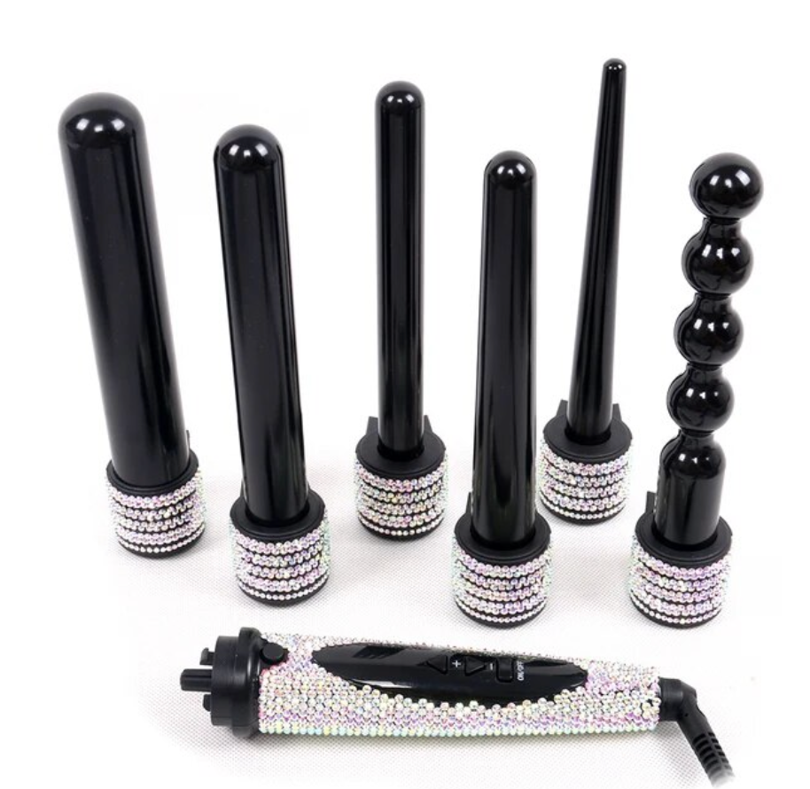 6 in 1 Hair Curling wand Rhinestone Professional 6 Barrel Curling Iron