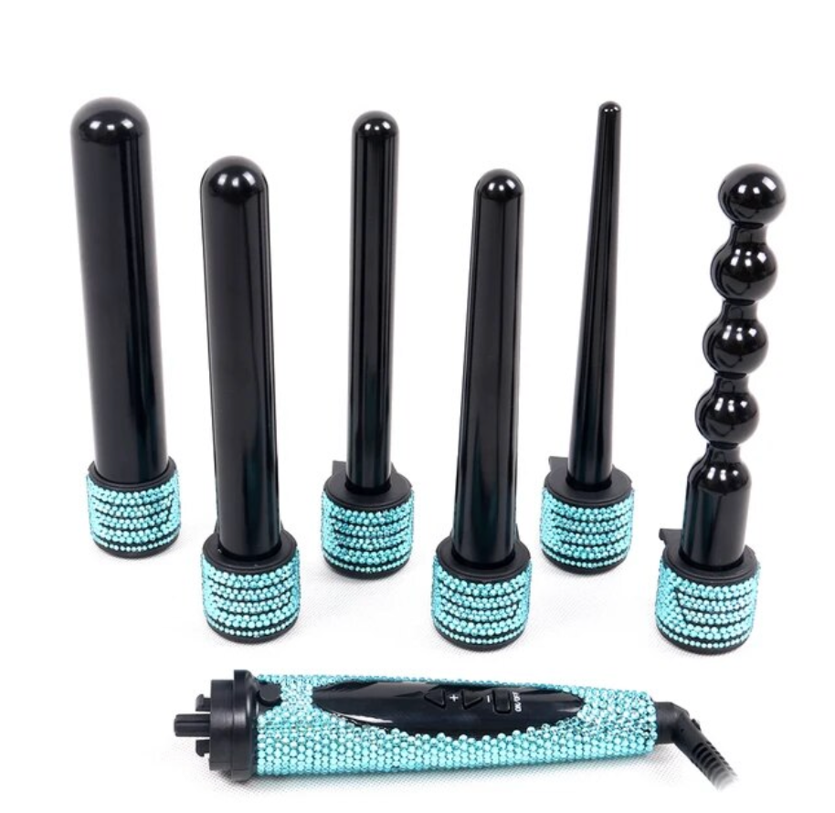 6 in 1 Hair Curling wand Rhinestone Professional 6 Barrel Curling Iron