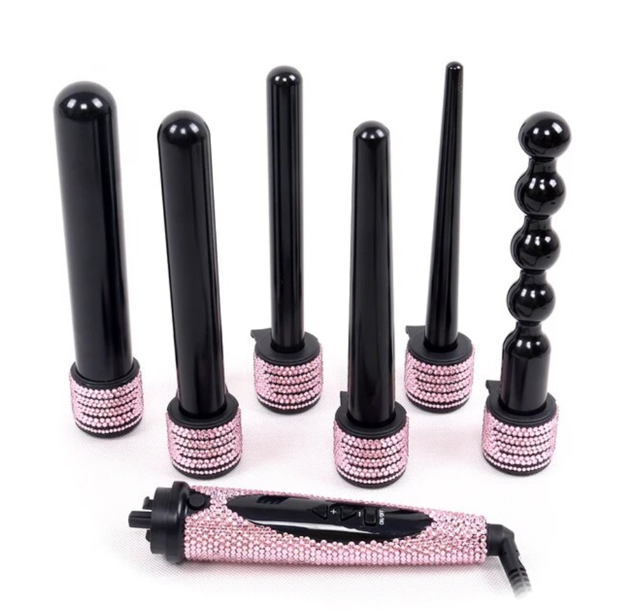 6 in 1 Hair Curling wand Rhinestone Professional 6 Barrel Curling Iron