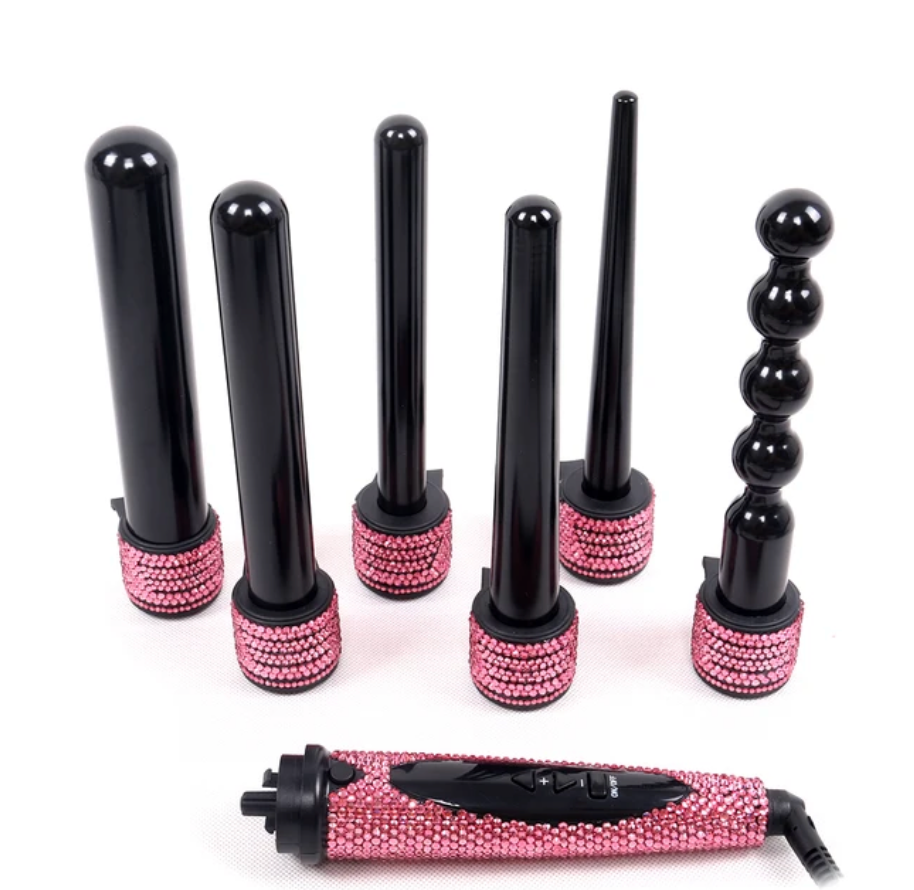 6 in 1 Hair Curling wand Rhinestone Professional 6 Barrel Curling Iron