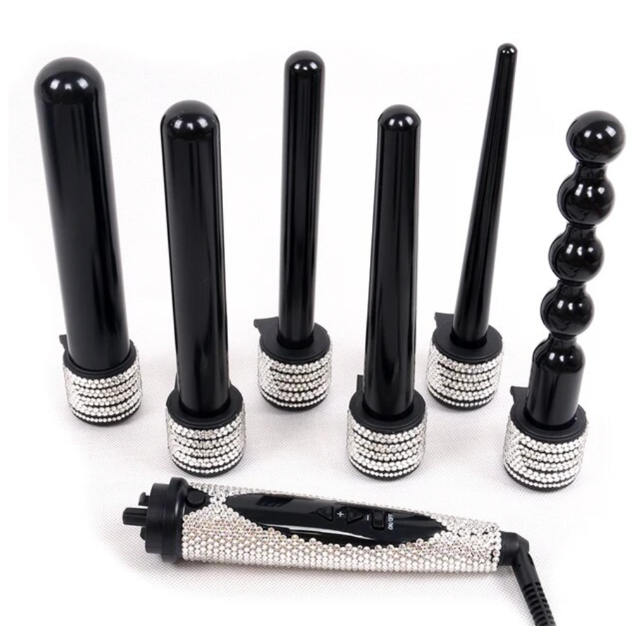 6 in 1 Hair Curling wand Rhinestone Professional 6 Barrel Curling Iron