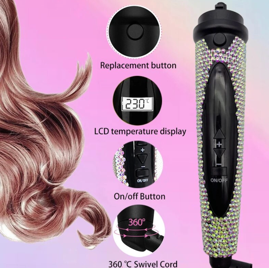 6 in 1 Hair Curling wand Rhinestone Professional 6 Barrel Curling Iron