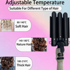 Rhinestone 3 Barrel Ceramic Hair Crimper LCD Display Curling Iron Hair Styling Wand