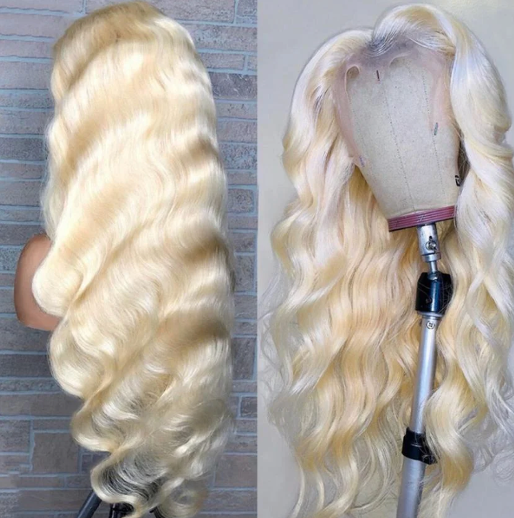 🔥613 HD Lace Human Hair Body Wave 13X6 180 Density Closure Blond Wig