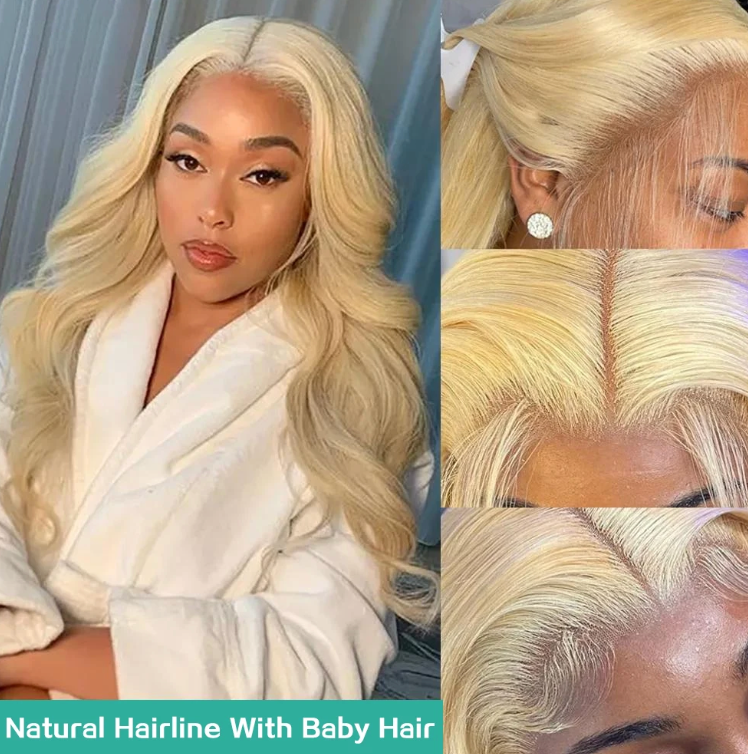🔥613 HD Lace Human Hair Body Wave 13X6 180 Density Closure Blond Wig