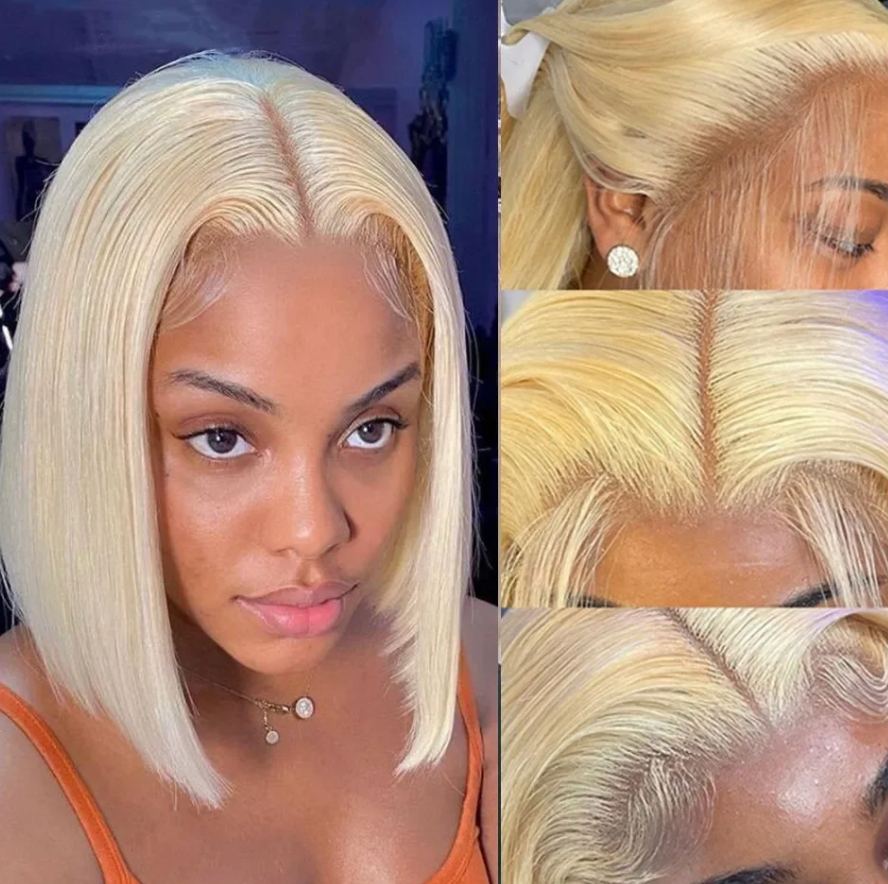 Brazilian Straight Blond Bob 613 Human Hair 5x5 13x4 13x6 Wig